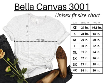 unisex t-shirt size chart
