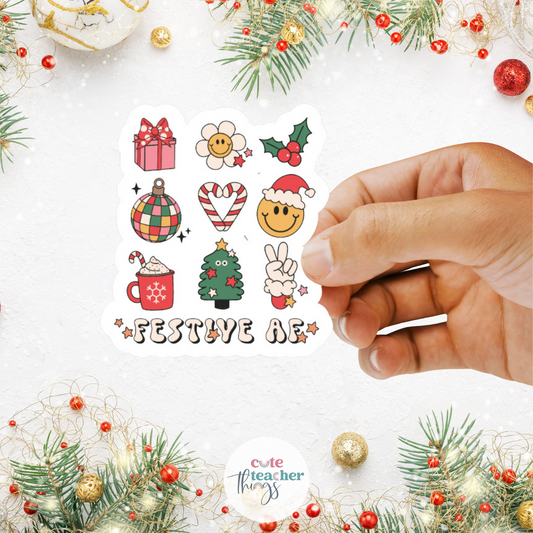 festive AF sticker, christmas vibes, cute christmas sticker