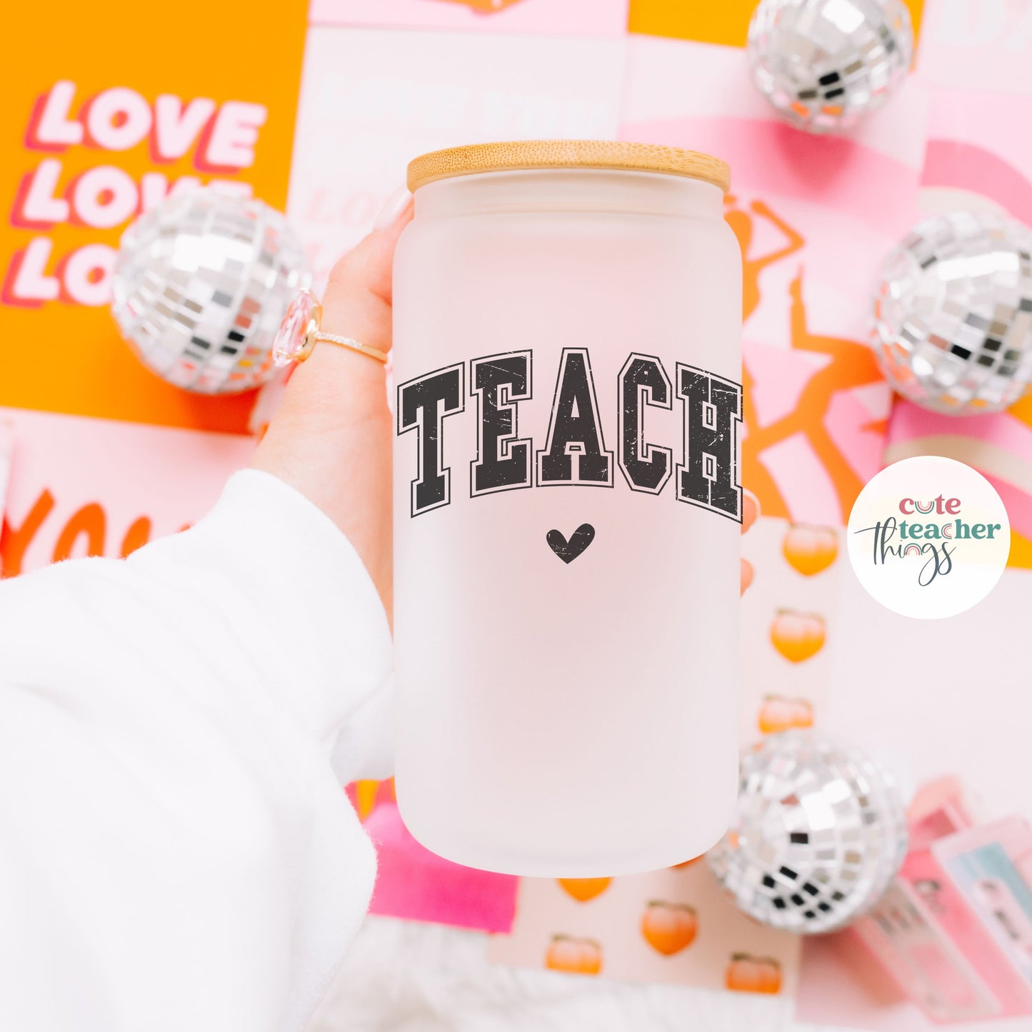 Teach Frosted Glass Cup