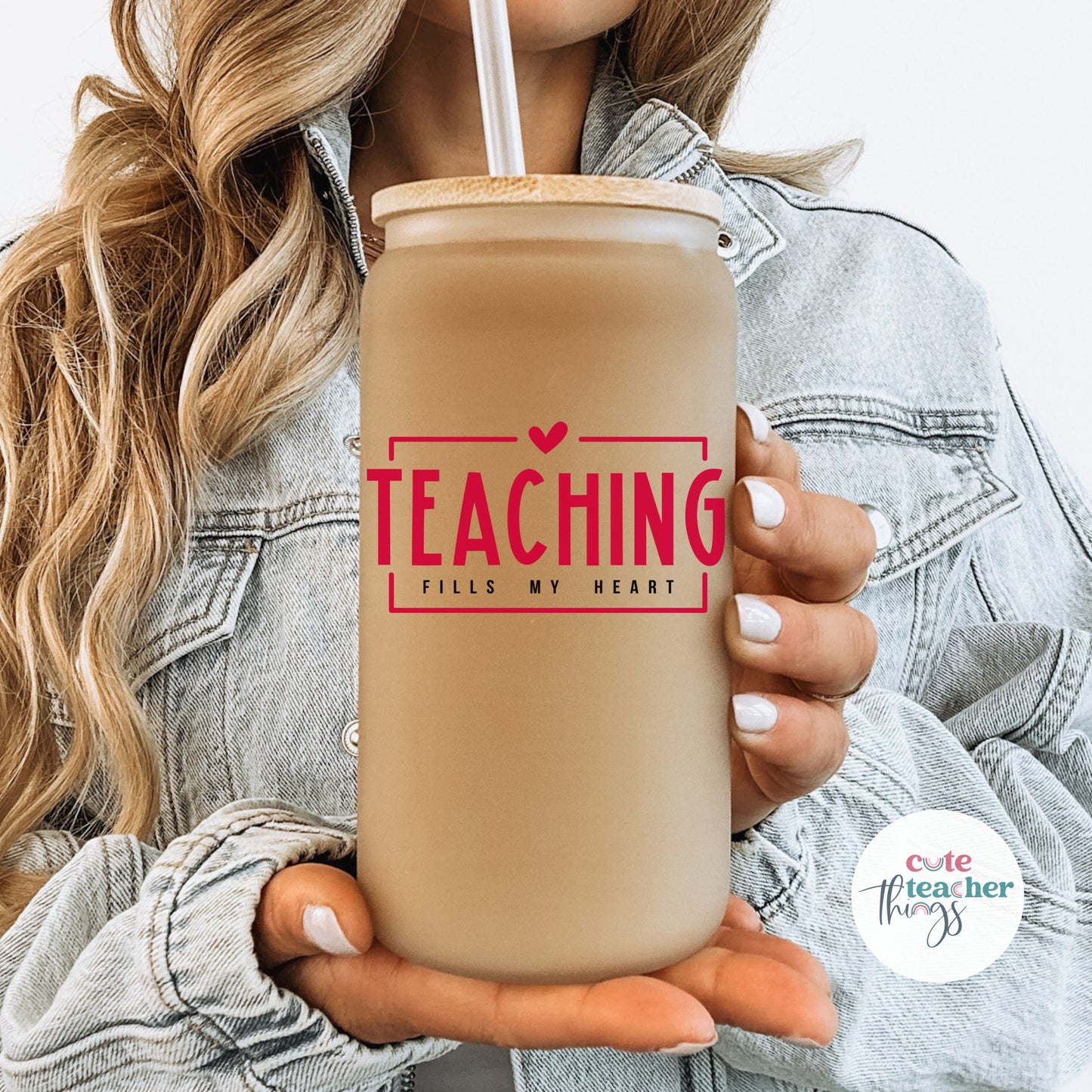 Teaching Fills My Heart Frosted Glass Cup