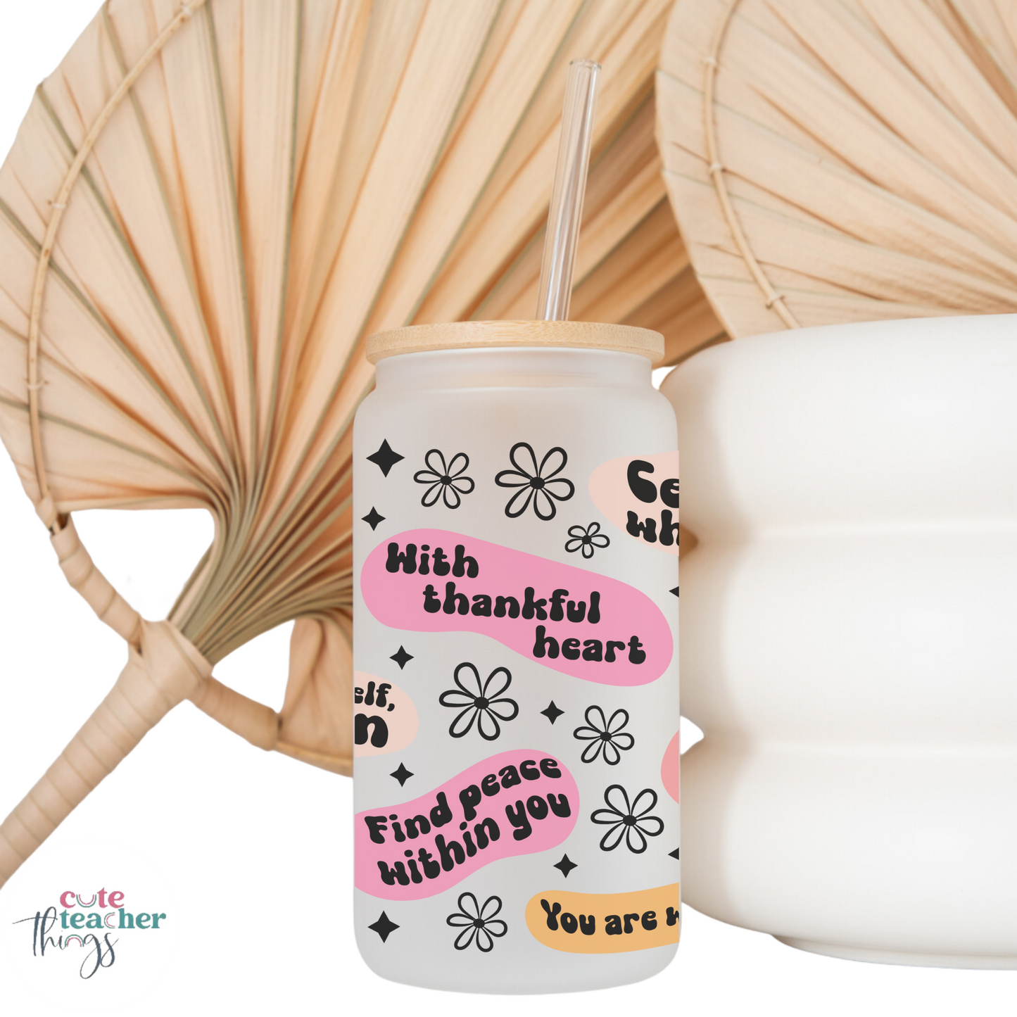 christ quotes frosted glass cup, christian themed glass cup, christian teachers glass cup