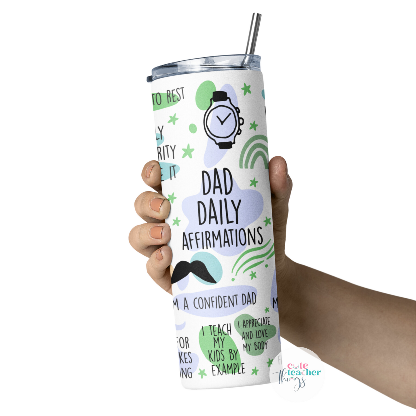 father's day gift, skinny, with lid and straw tumbler