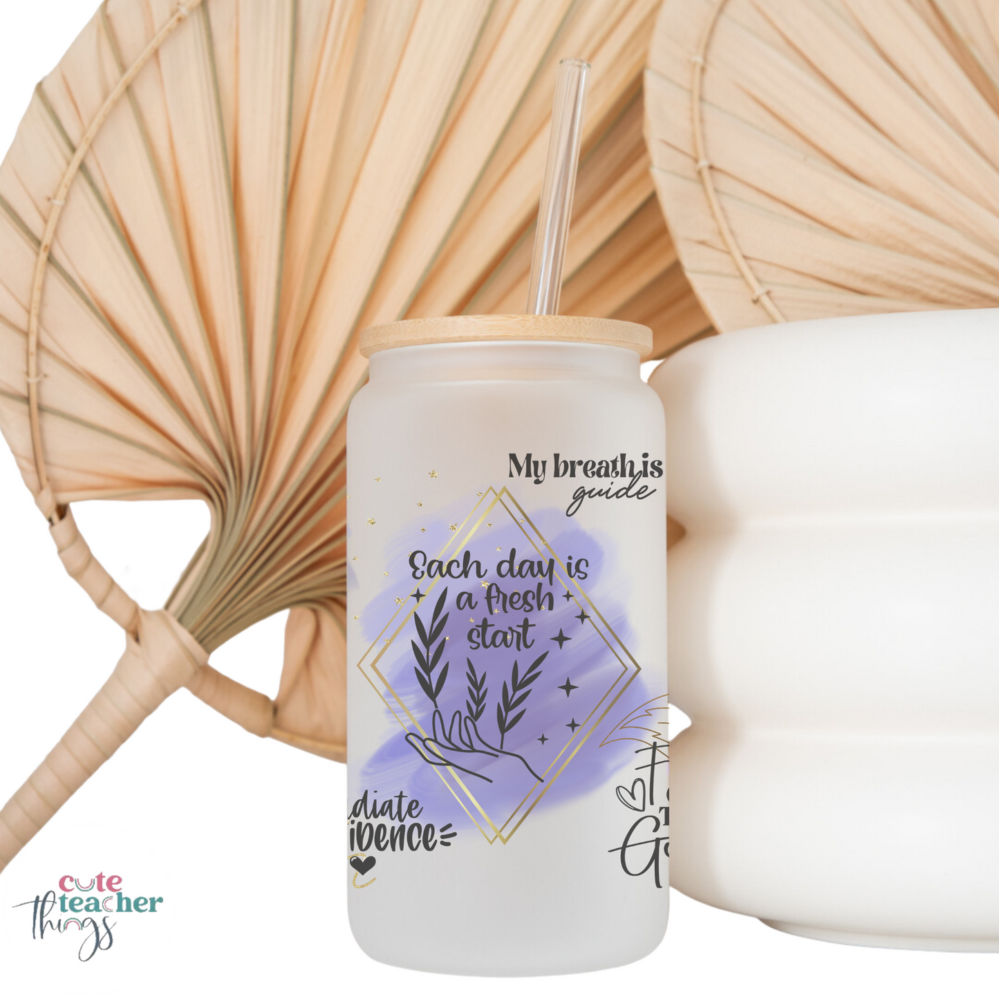 teacher tumbler, for iced coffee, teacher frosted glass cup