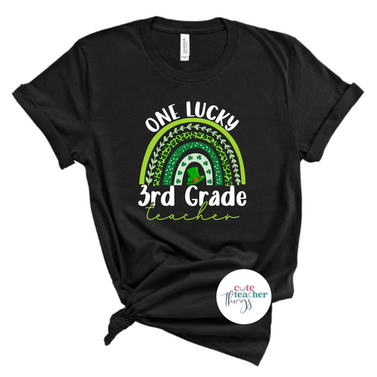 one lucky 3rd grade teacher tee, st. patricks teacher shirt, good vibes t-shirt, teacher gift