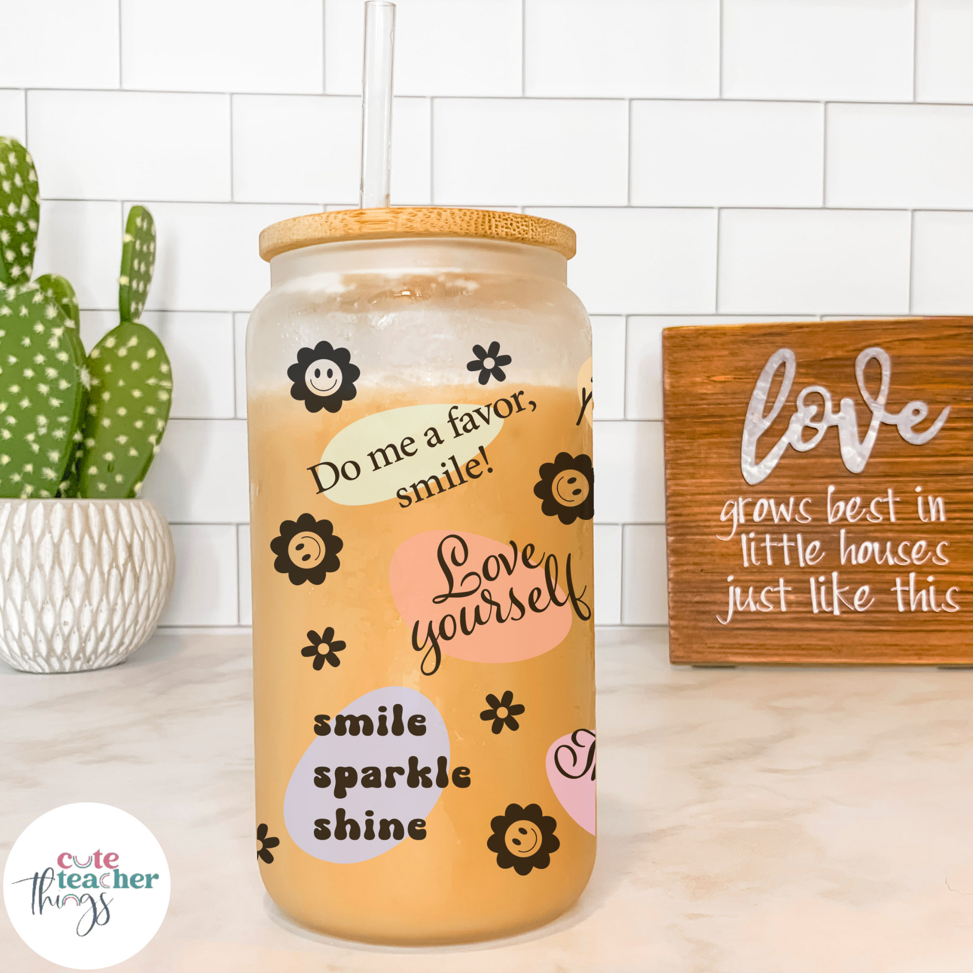 teacher glass drinkware collection, teacher school drinkware, for cold beverages