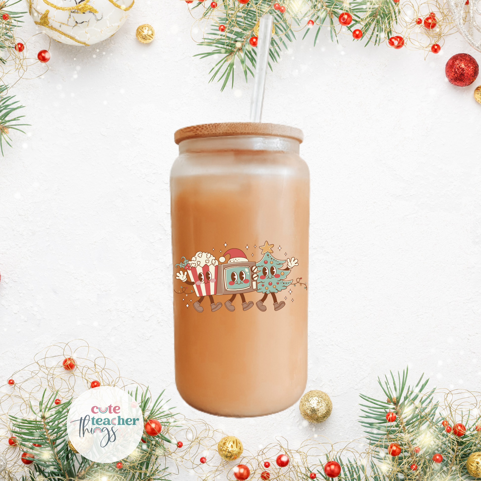 16 oz size, With anti-spill bamboo lid and easy to sip plastic straw, 