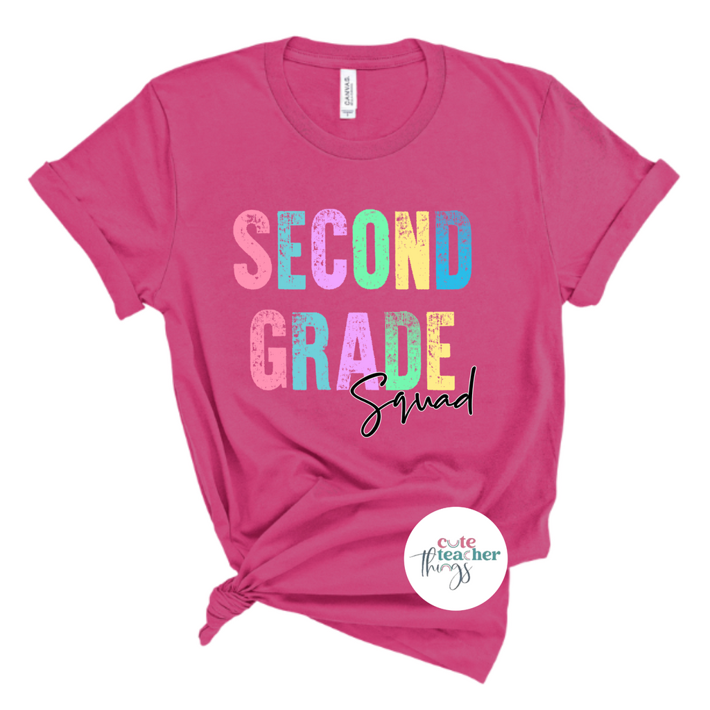 second grade squad tee, second grade teacher t-shirt, perfect gift idea