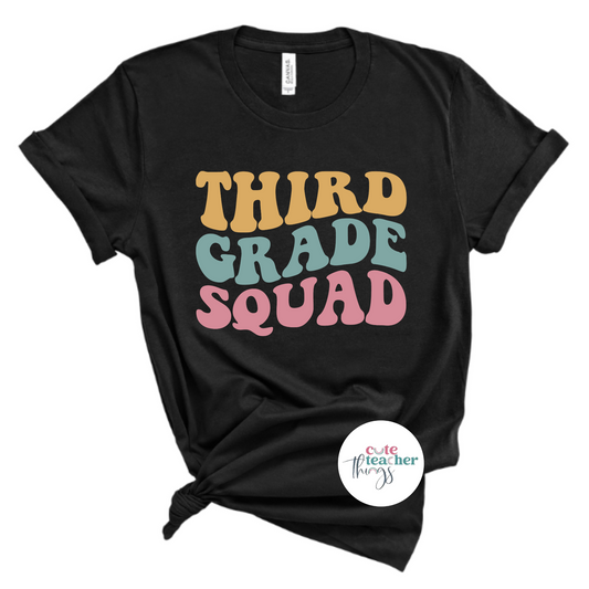 third grade squad tee, first day of school outfit, school staff t-shirt