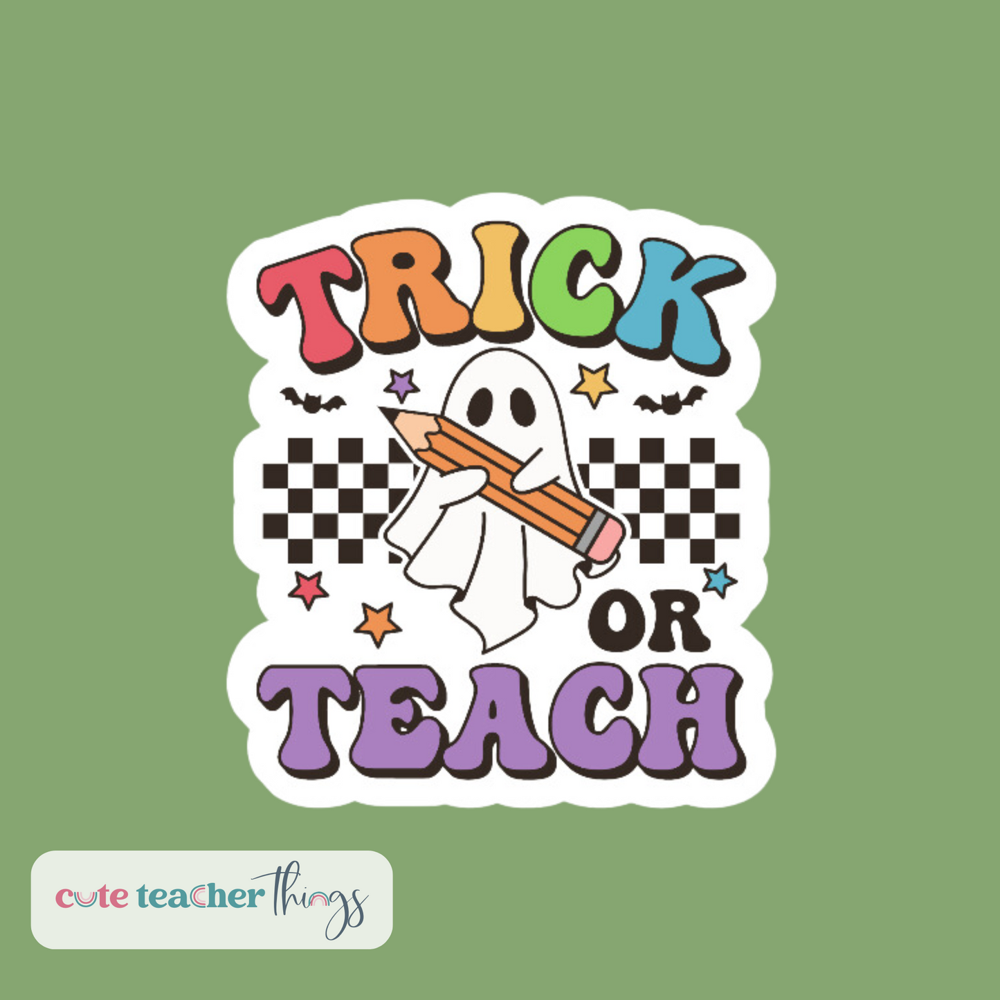 trendy, cute ghost, teacher laptop sticker