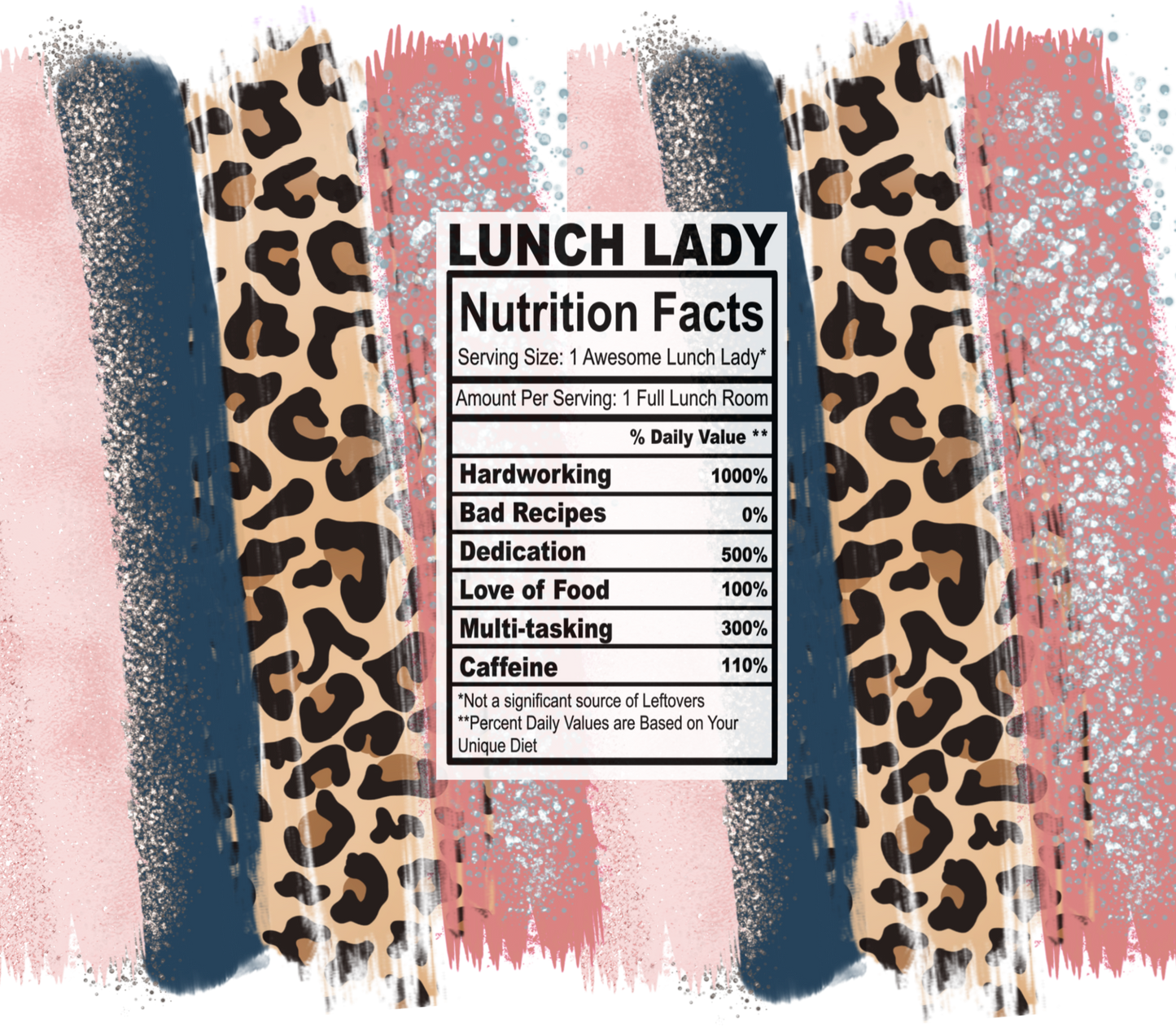 pink leopard lunch lady nutrition facts svg