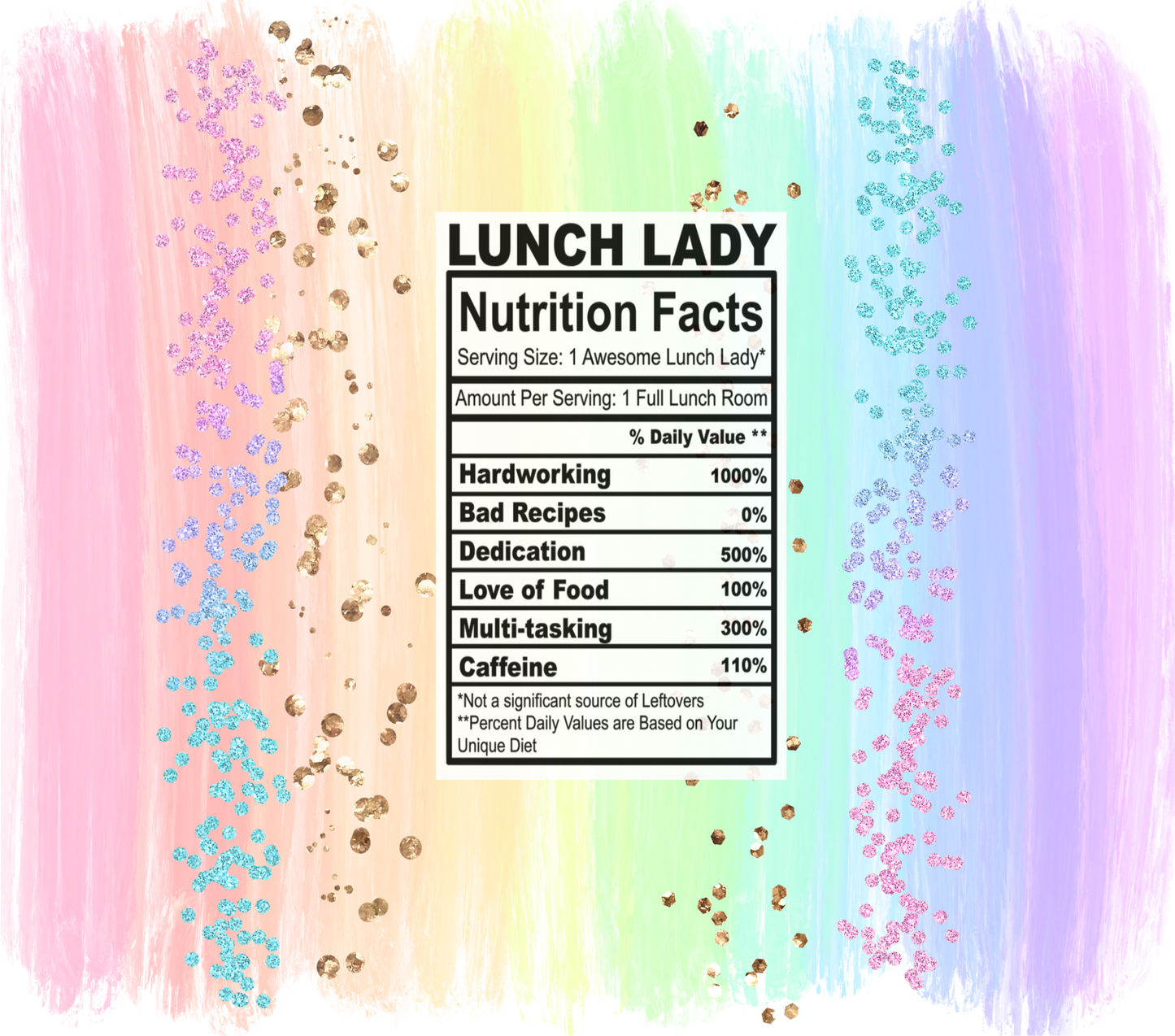 pastel rainbow lunch lady nutrition facts svg