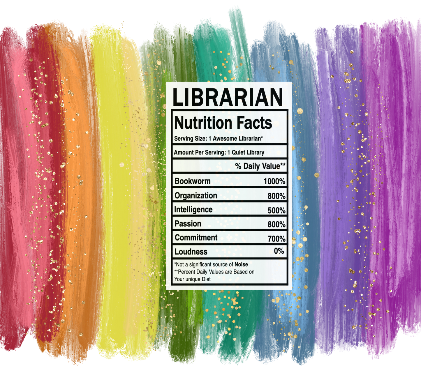 bright rainbow librarian nutrition facts svg