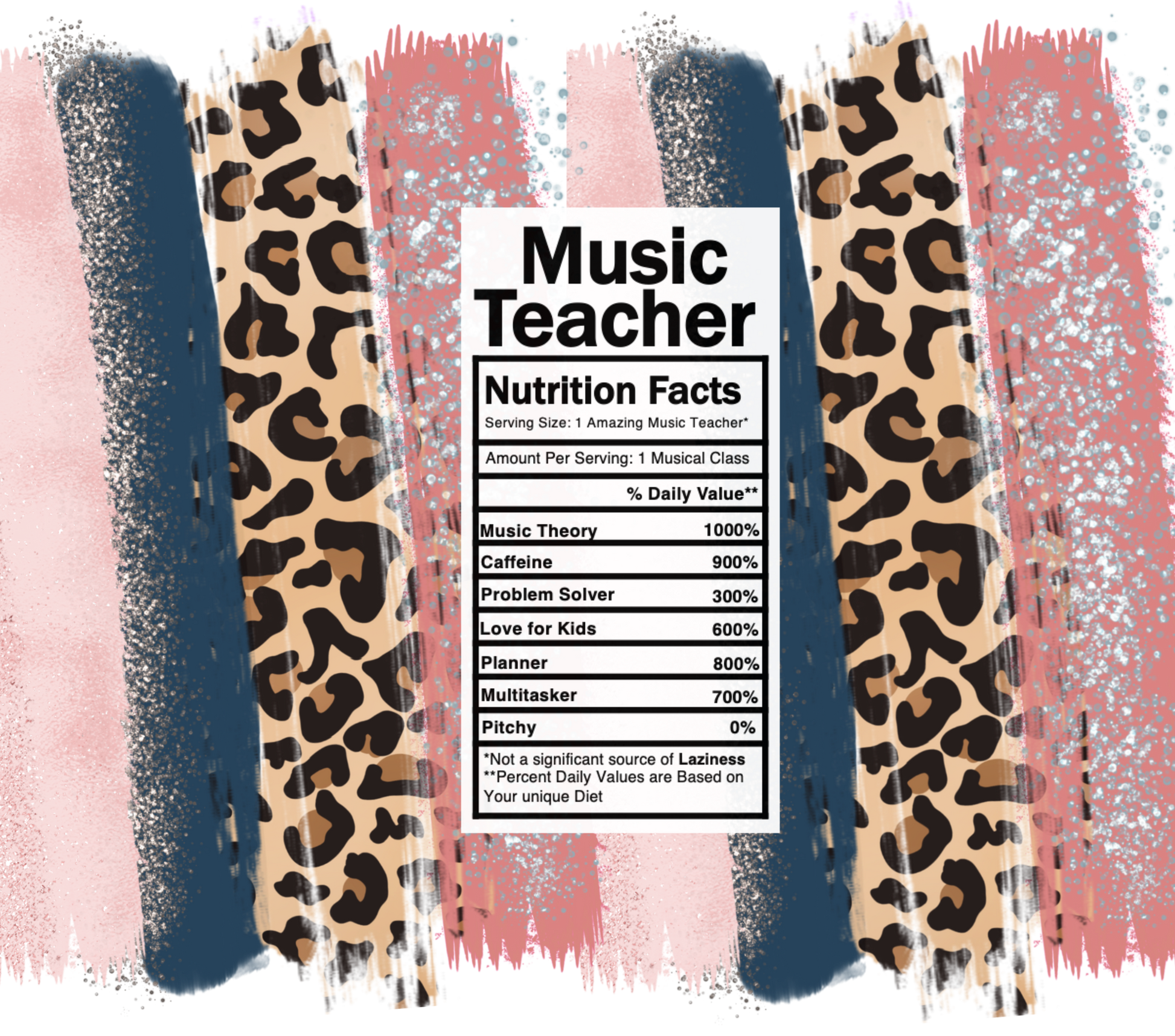pink leopard music teacher nutrition facts svg