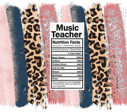 pink leopard music teacher nutrition facts svg