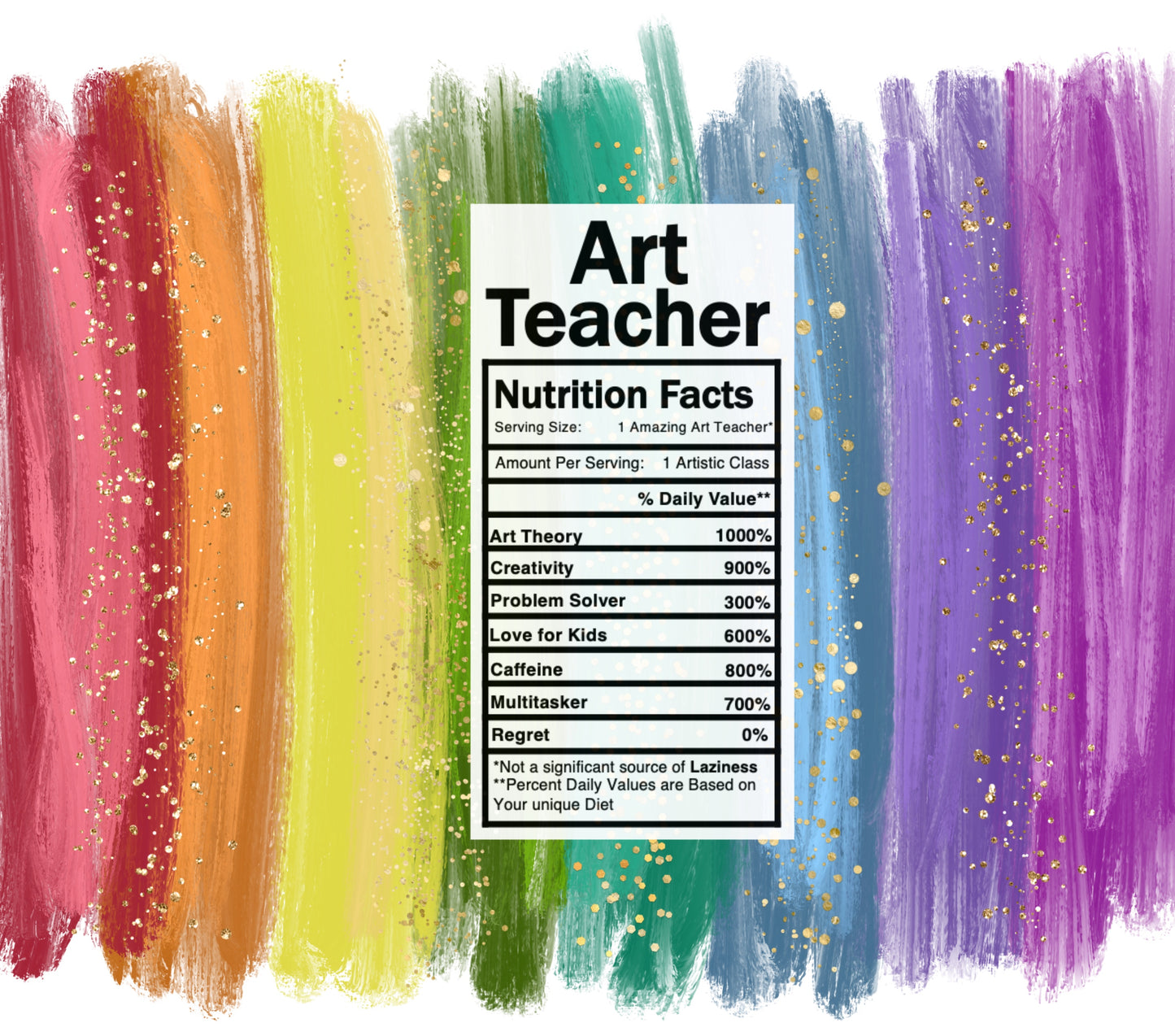 bright rainbow art teacher nutrion facts svg 