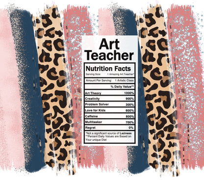 pink leopard art teacher nutrition facts svg 