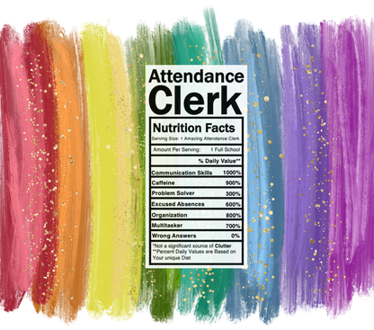 bright rainbow attendance clerk nutrition facts svg
