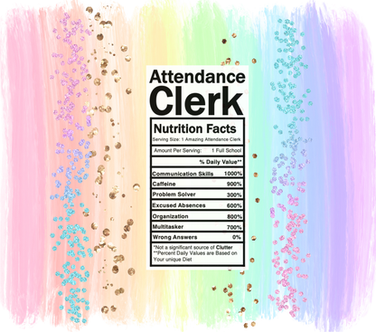 pastel rainbow attendance clerk nutrition facts svg