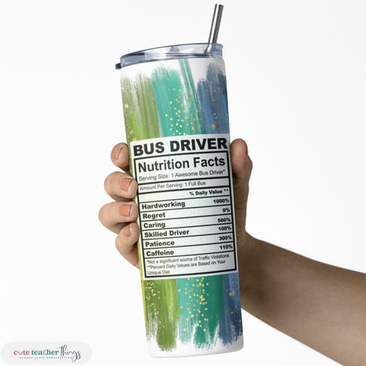bus driver bright rainbow skinny 20 oz tumbler