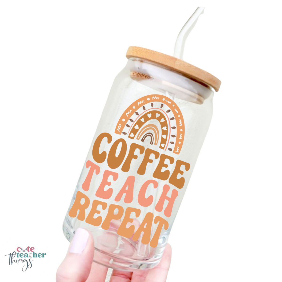 Coffee Teach Repeat Frosted Glass Tumbler