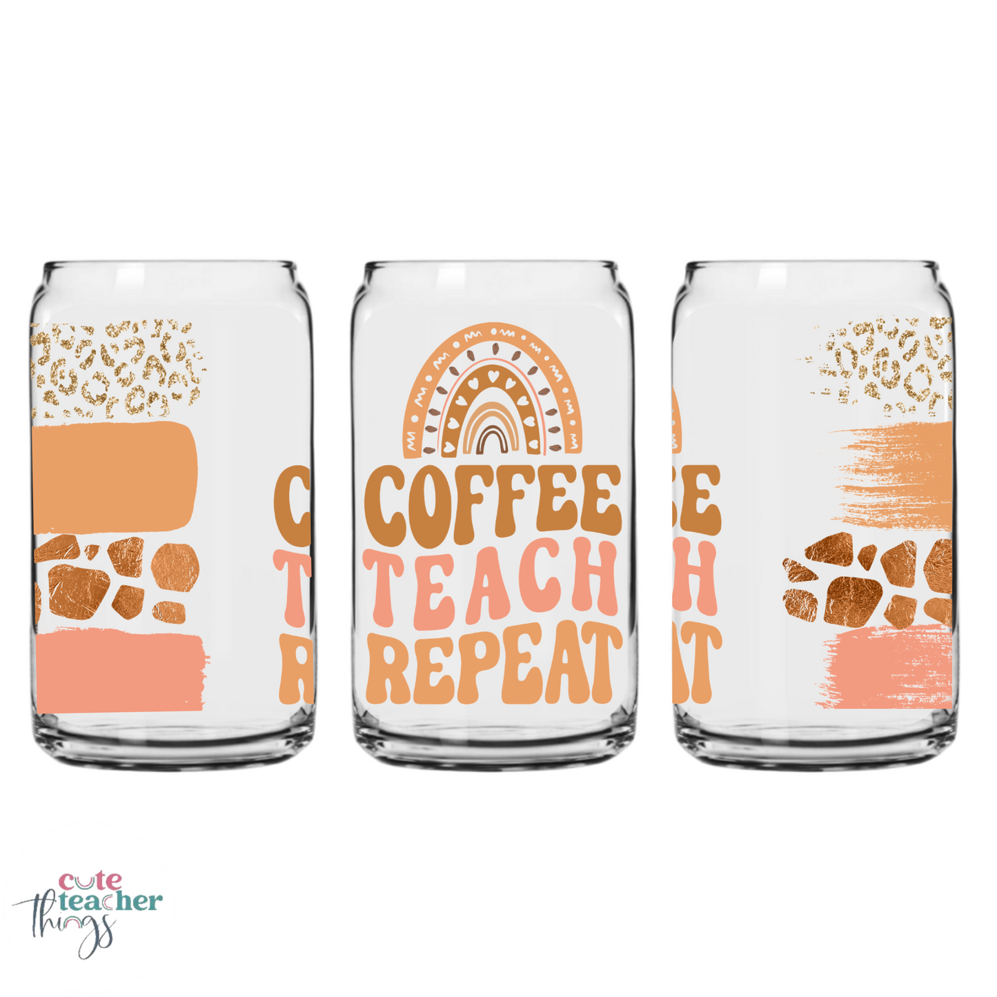 libbey glass cup, frosted glassware , teacher life glass cup
