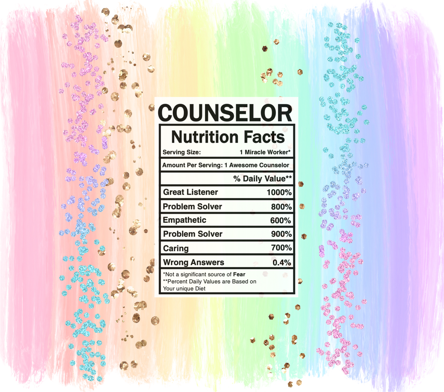 pastel rainbow counselor nutrition facts svg