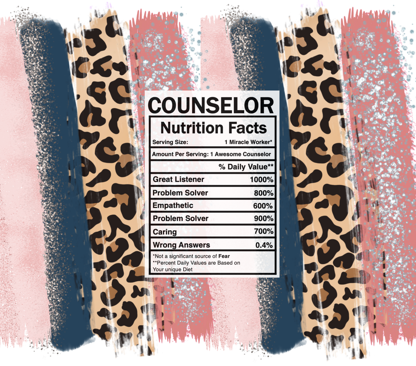 pink leopard counselor nutrition facts svg