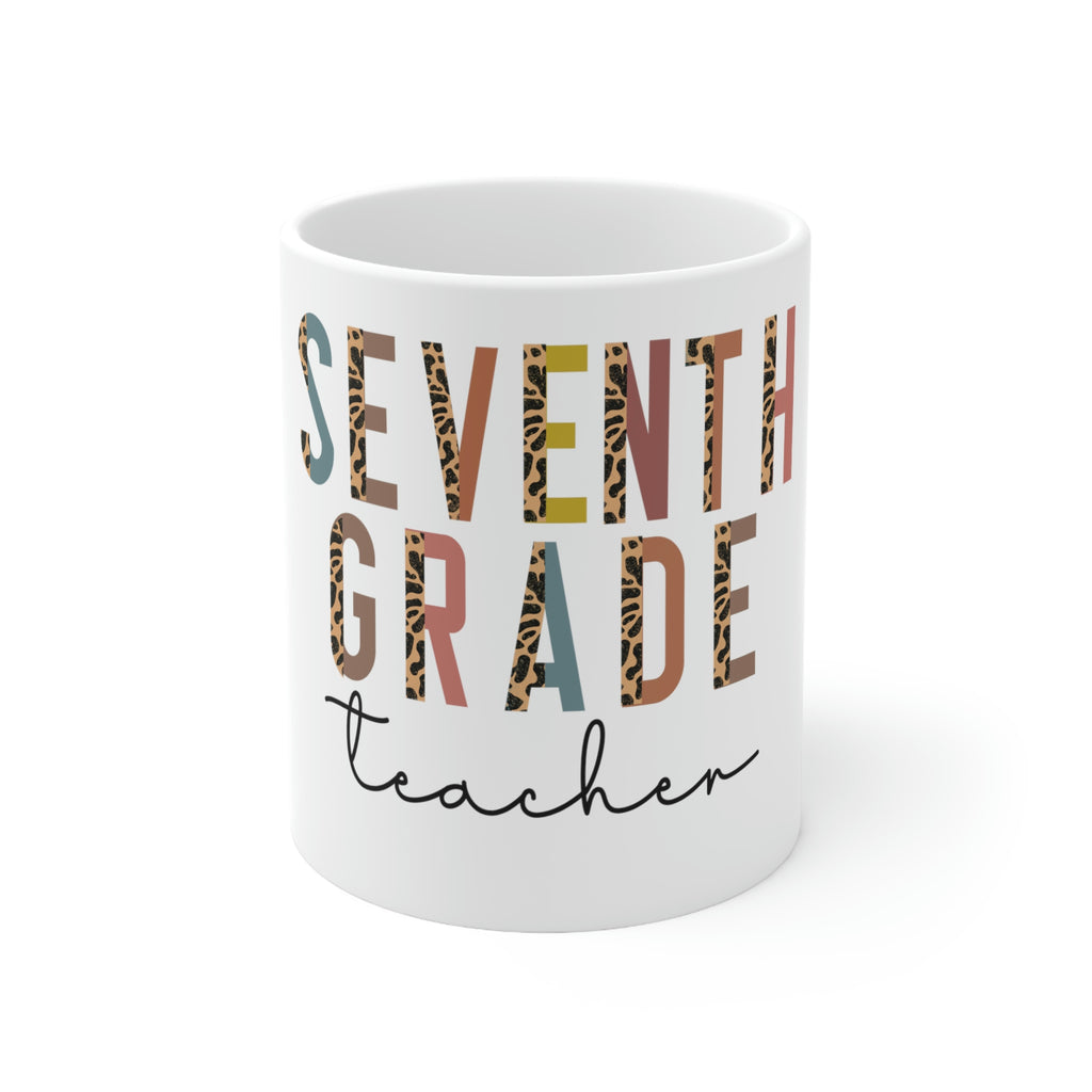 seventh grade teacher 11oz ceramic mug, c-handle, lead & bpa free mug