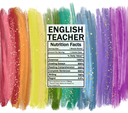 bright rainbow english teacher nutrition facts svg