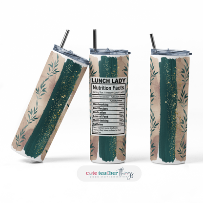 double wall insulated tumbler, lunch lady nutrition facts tumbler, fall harvest design