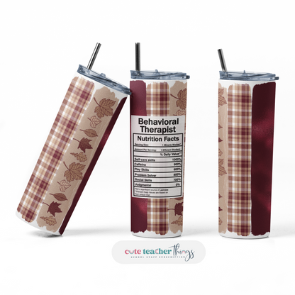 fall leaves design behavioral therapist nutrion facts skinny tumblers