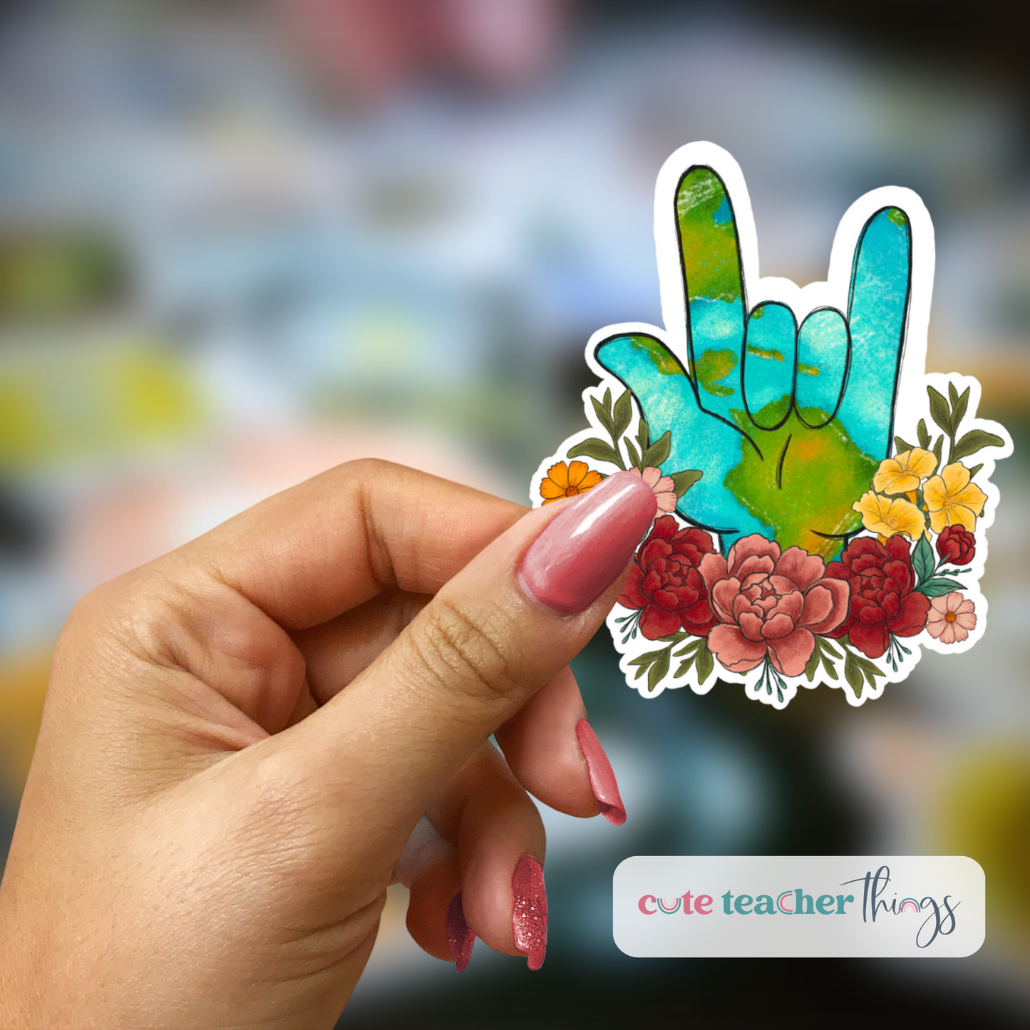 decorative, cute sticker, i love mother earth sticker