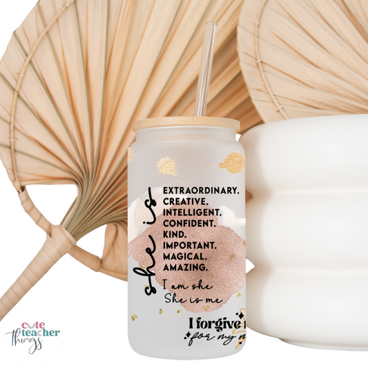 make yourself a priority glass cup, 16 oz teacher glass cup, daily reminder