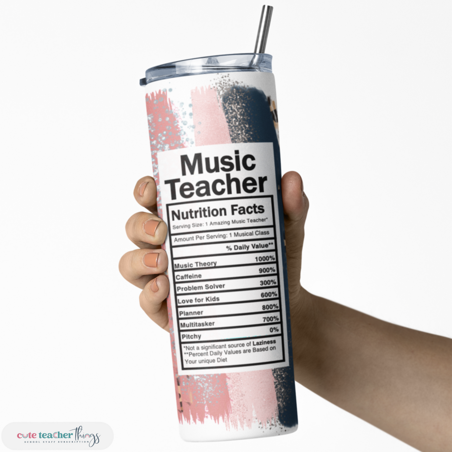 vacuum insulated, pink leopard music teacher nutrition facts design, travel buddy, for favorite music teacher