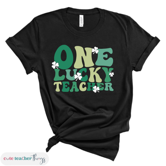one lucky teacher tee, appreciation gift, holiday shirt
