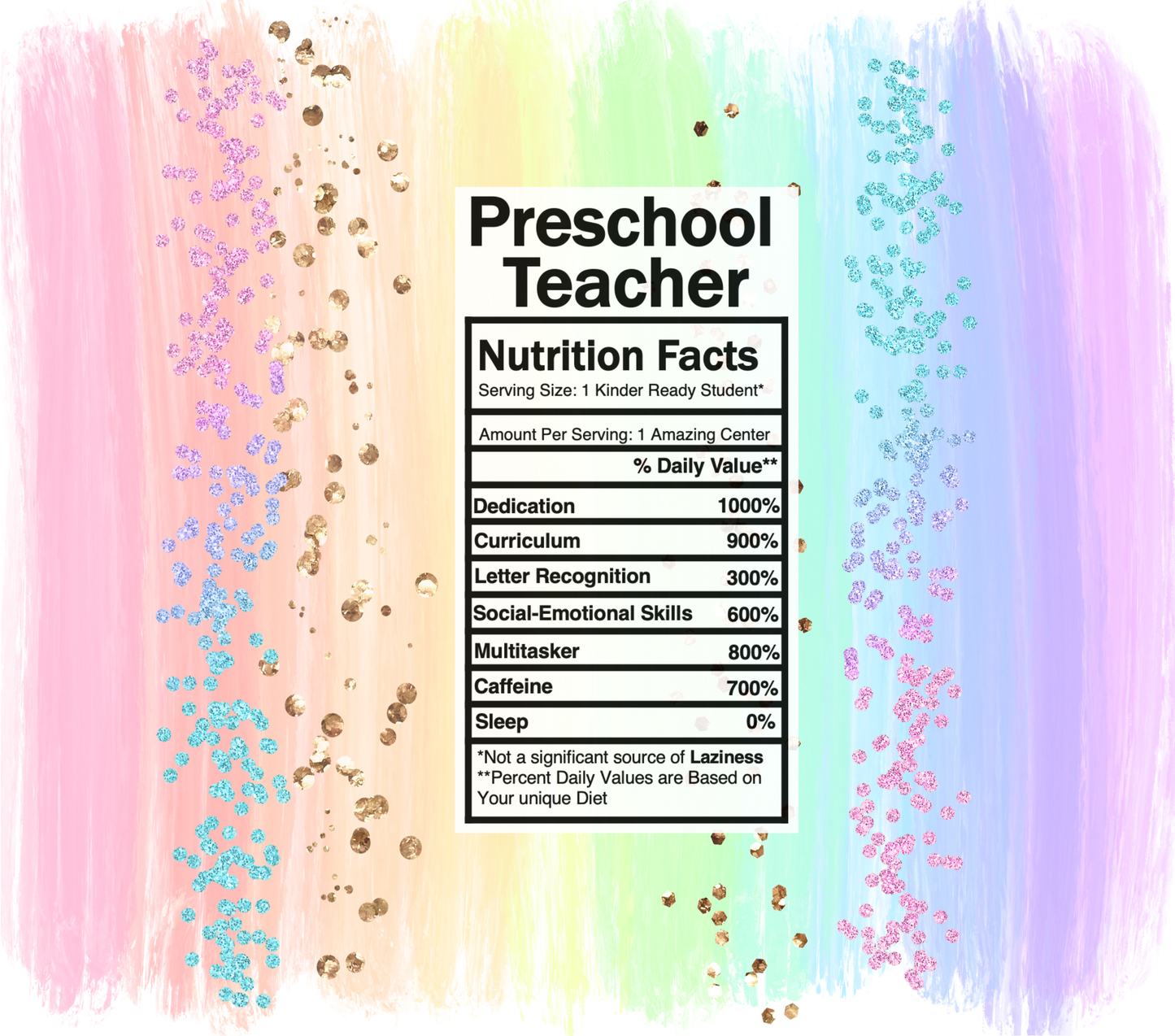 pastel rainbow preschool nutrition facts svg