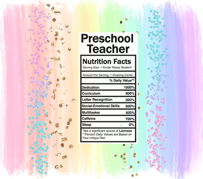 pastel rainbow preschool nutrition facts svg
