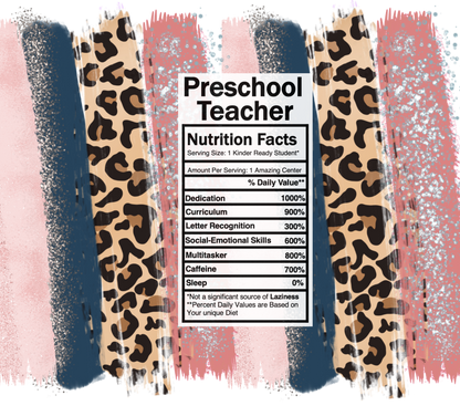 pink leopard preschool nutrition facts svg