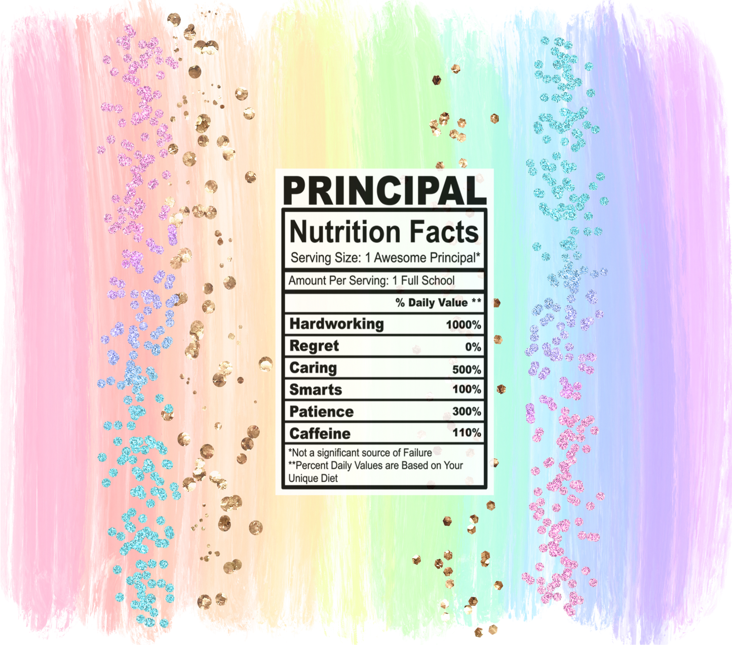 pastel rainbow principal nutrition facts svg