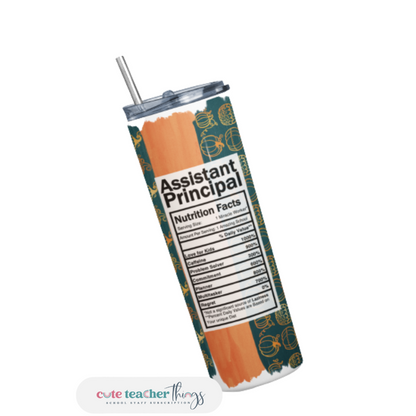 assistant principal pumpkin patch design stainless steel skinny tumbler