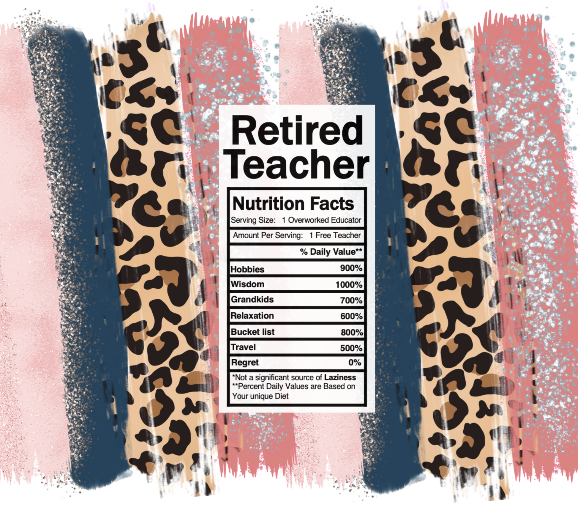 pink leopard retired teacher nutrition facts svg