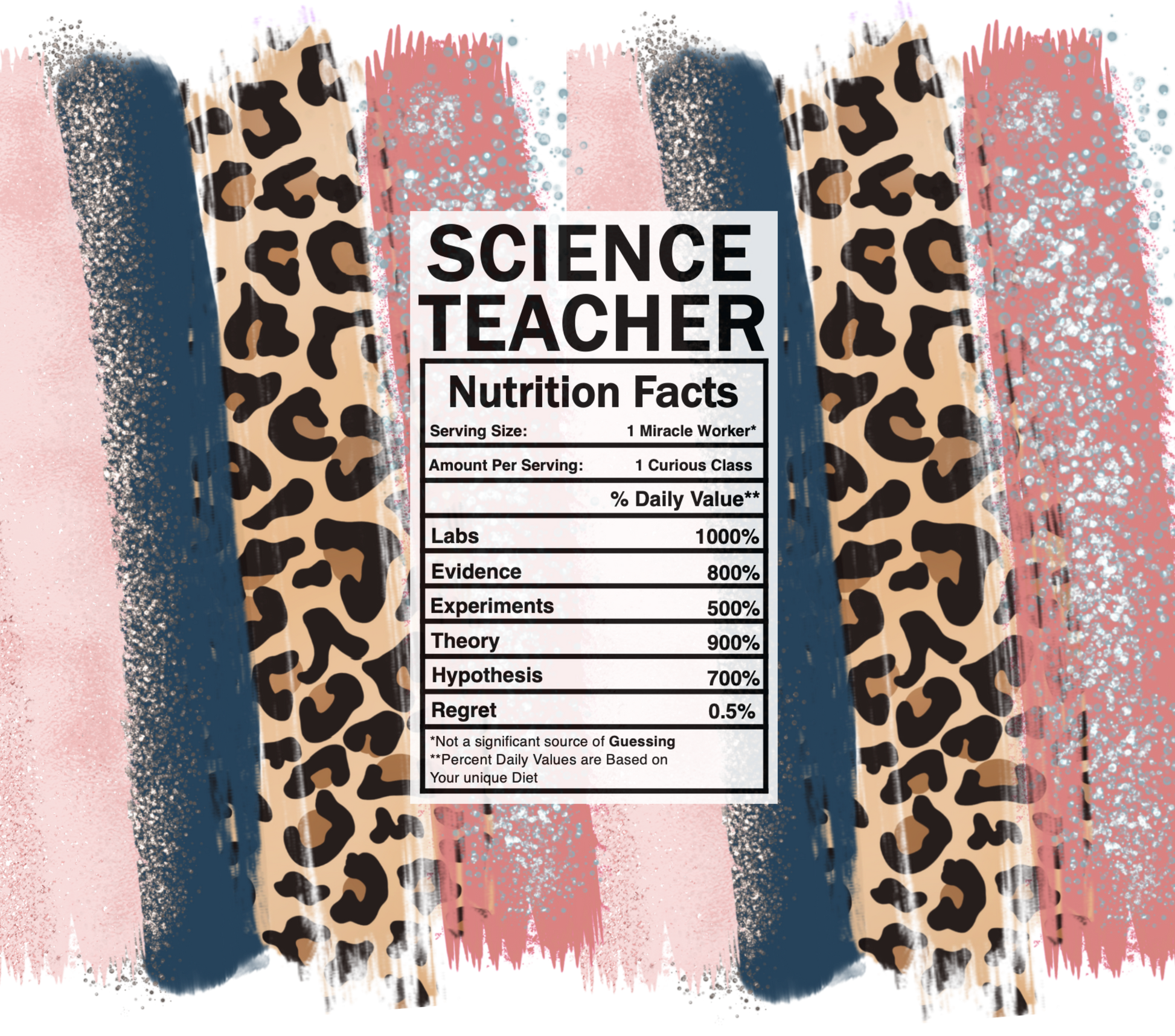 pink  leopard science teacher nutrition facts svg