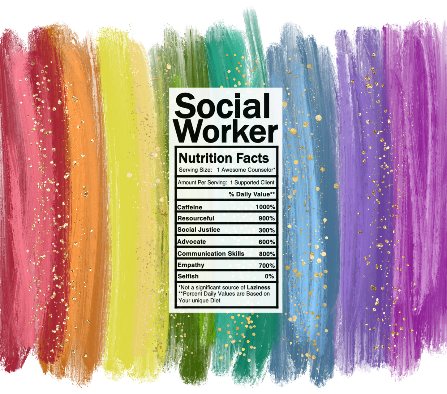 bright rainbow social worker nutrition facts svg