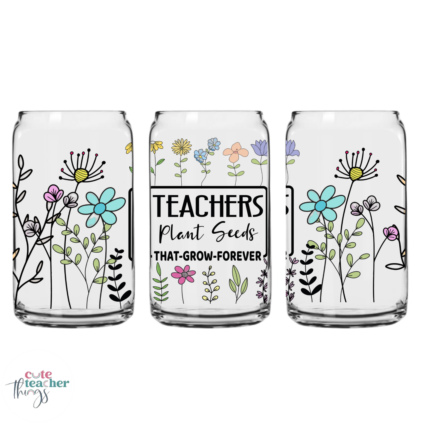 16 oz with bamboo lid and straw, teacher refreshment glass cup, coffee lover teacher