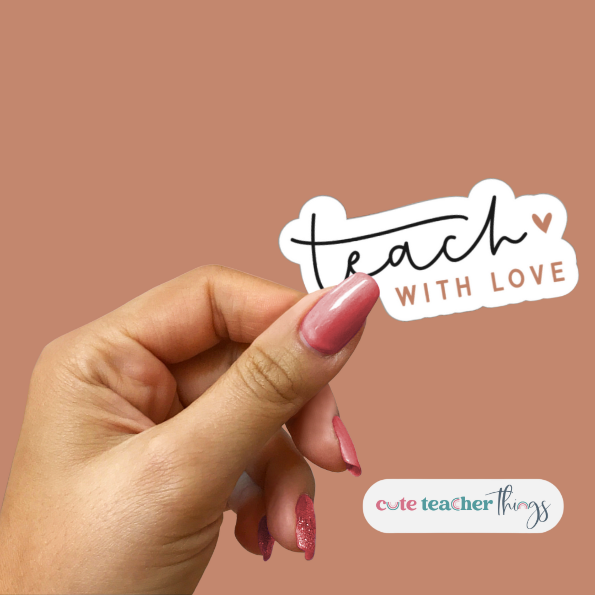 teach with love design, for teaching staff sticker, hydroflask decal
