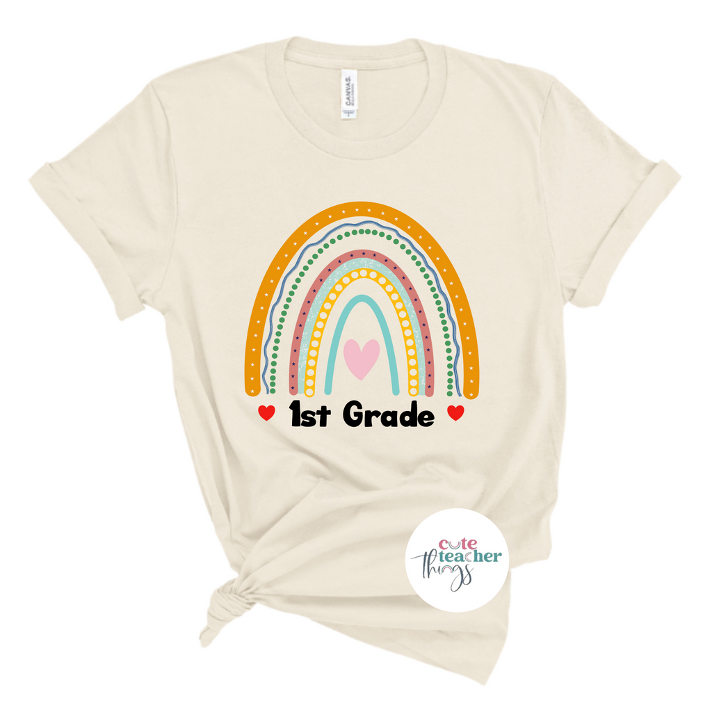 1st grade rainbow tee, affirmation, teacher appreciation t-shirt, back to school shirt