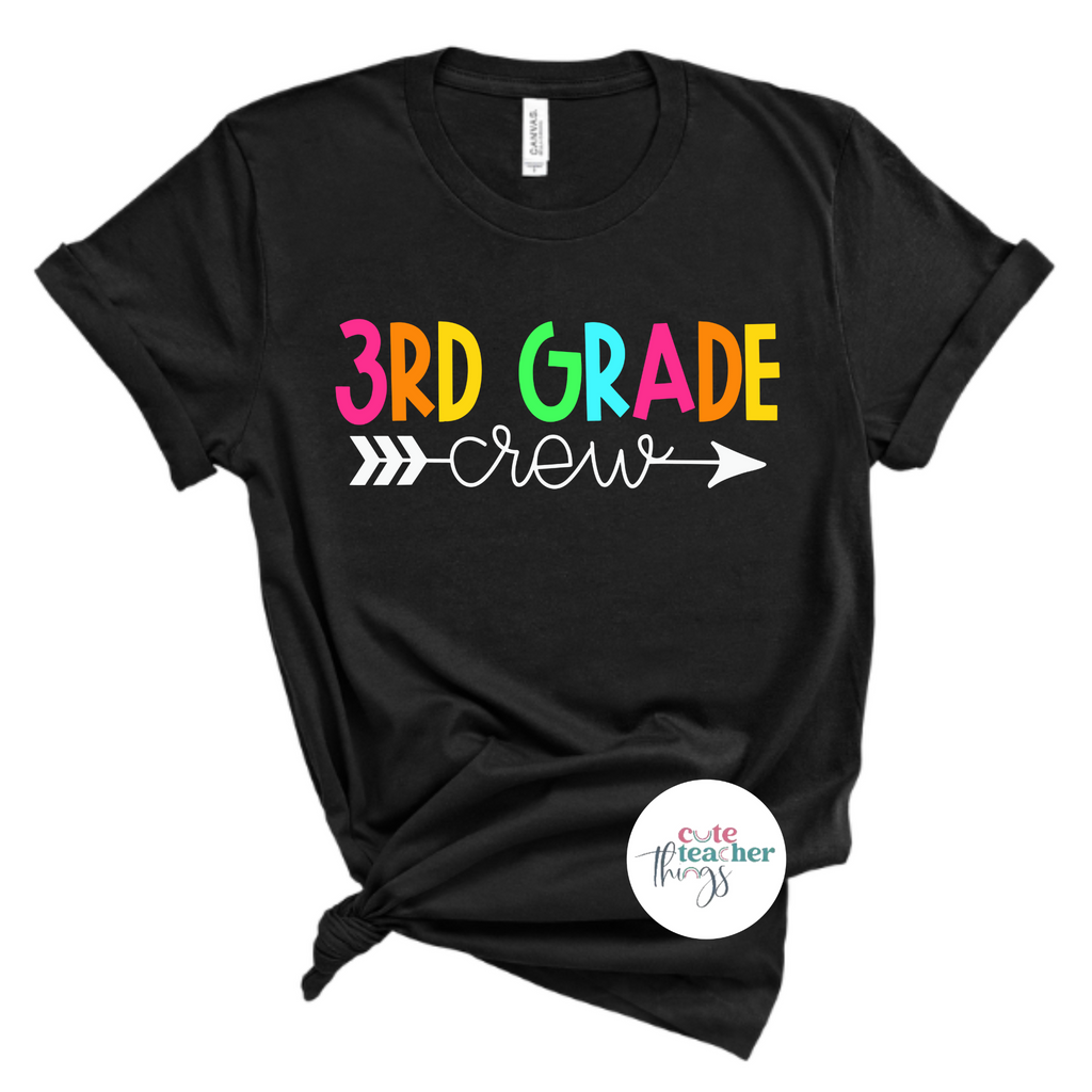 3rd grade crew tee, school staff t-shirt, back to school outfit, for 3rd grade teacher shirt