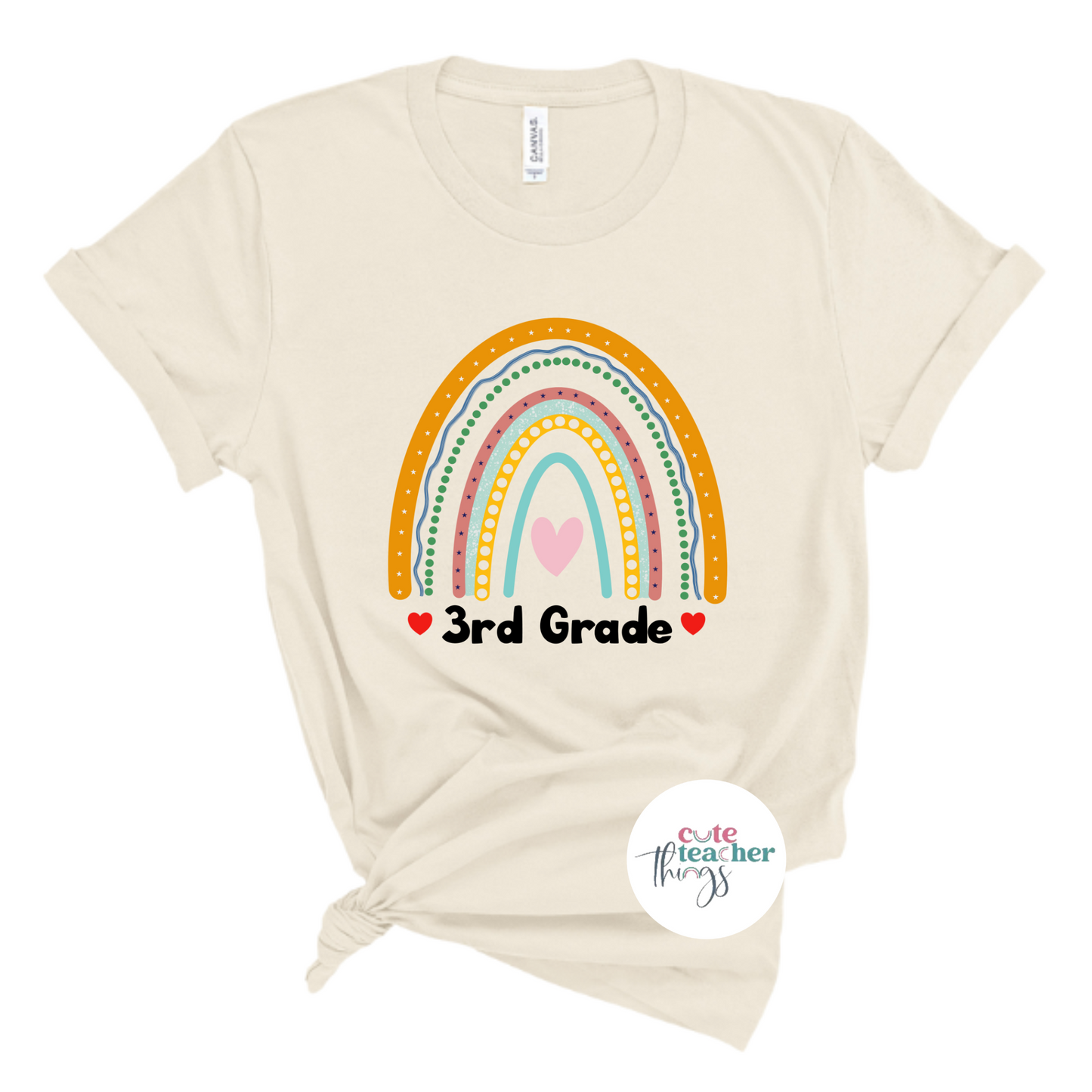 3rd grade rainbow tee, teacher life, teacher clothing, teacher appreciation gift, 3rd grade teacher