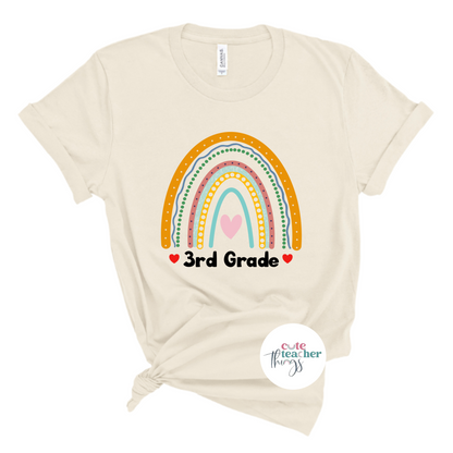 3rd grade rainbow tee, teacher life, teacher clothing, teacher appreciation gift, 3rd grade teacher
