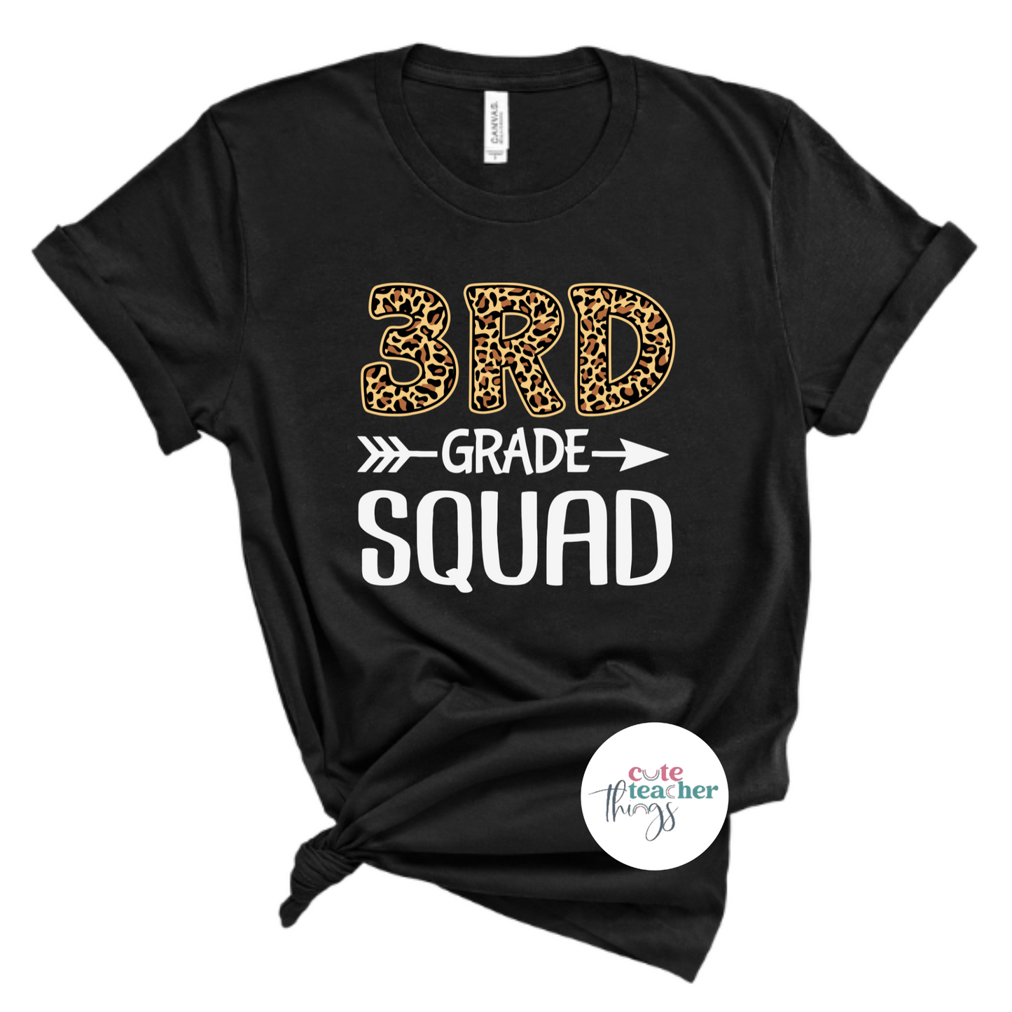 3rd grade squad leopard print tee, positive affirmation, proud 3rd grade teacher, teachers day celebration outfit